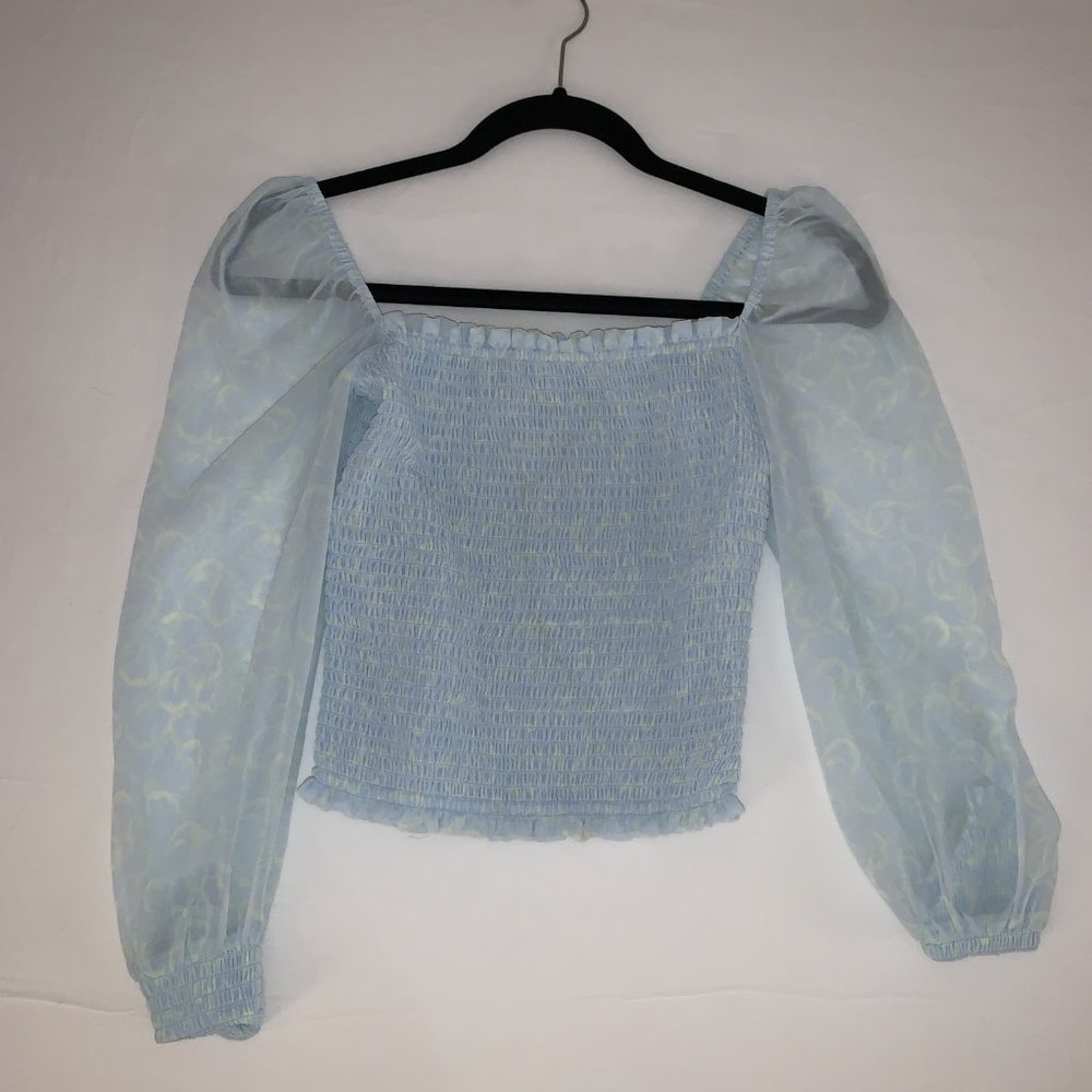 NEW Without tags Wilfred Saga Blouse Smocked  Sheer longsleeve Size XS